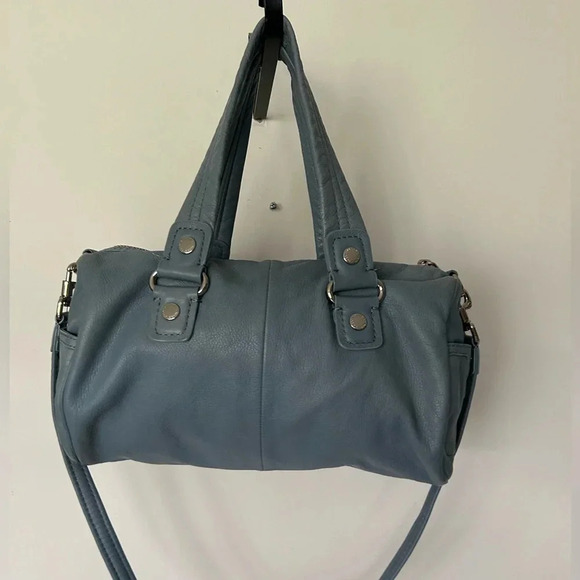 Marc Jacobs blue leather satchel bag purse W crossbody strap excellent - Picture 3 of 11